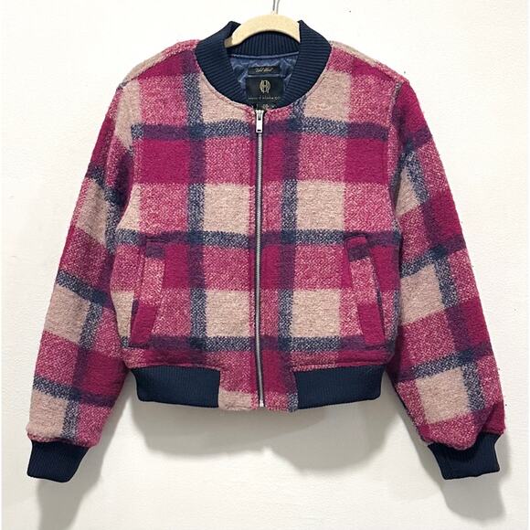 NWOT: House of Harlow 1960 - Women's Plaid, Wool-Blend, Quilted Bomber Jacket - Picture 1 of 3